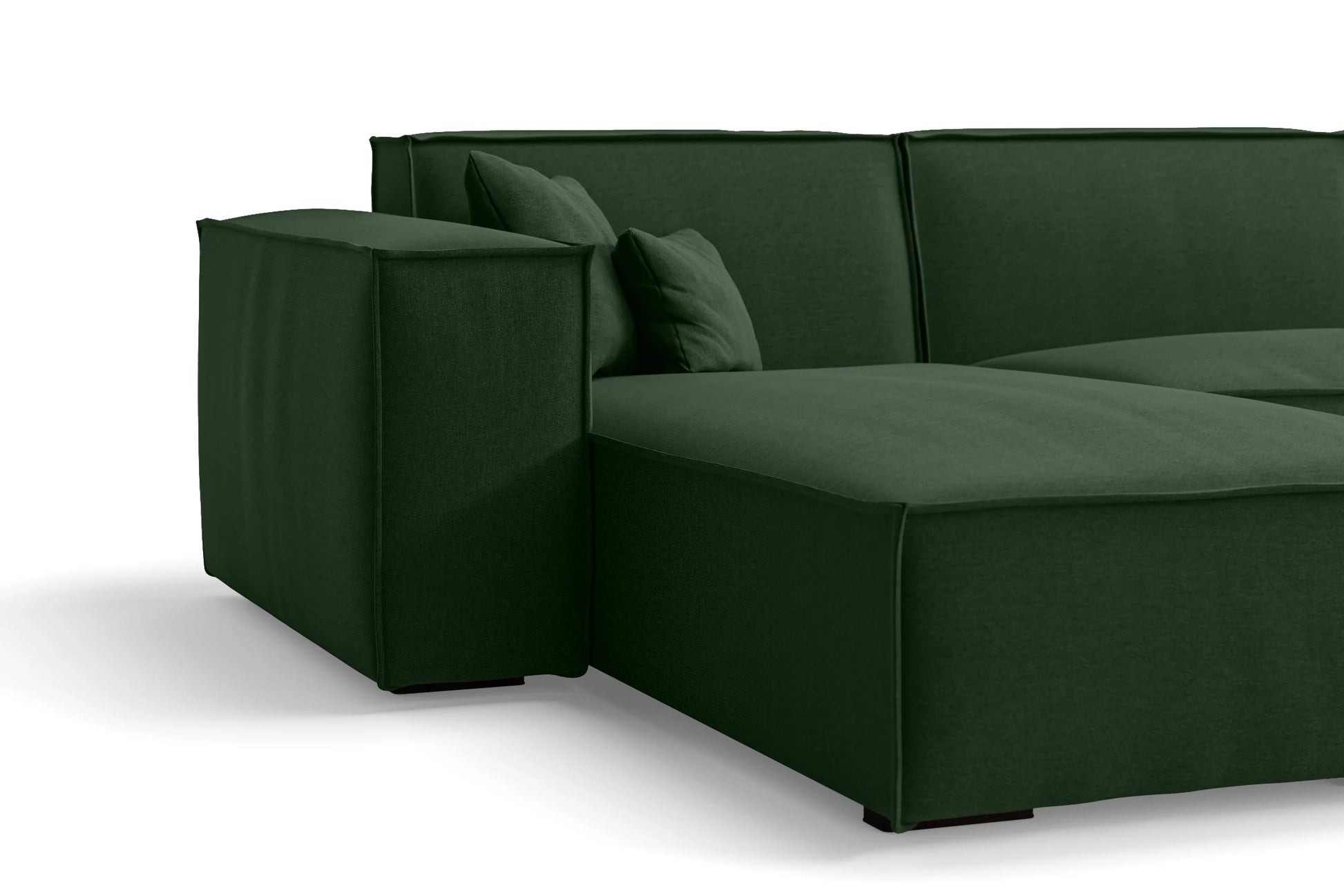 Naples 3 Seater Left Hand Facing Chaise Lounge Corner Sofa Forest Green Linen Fabric