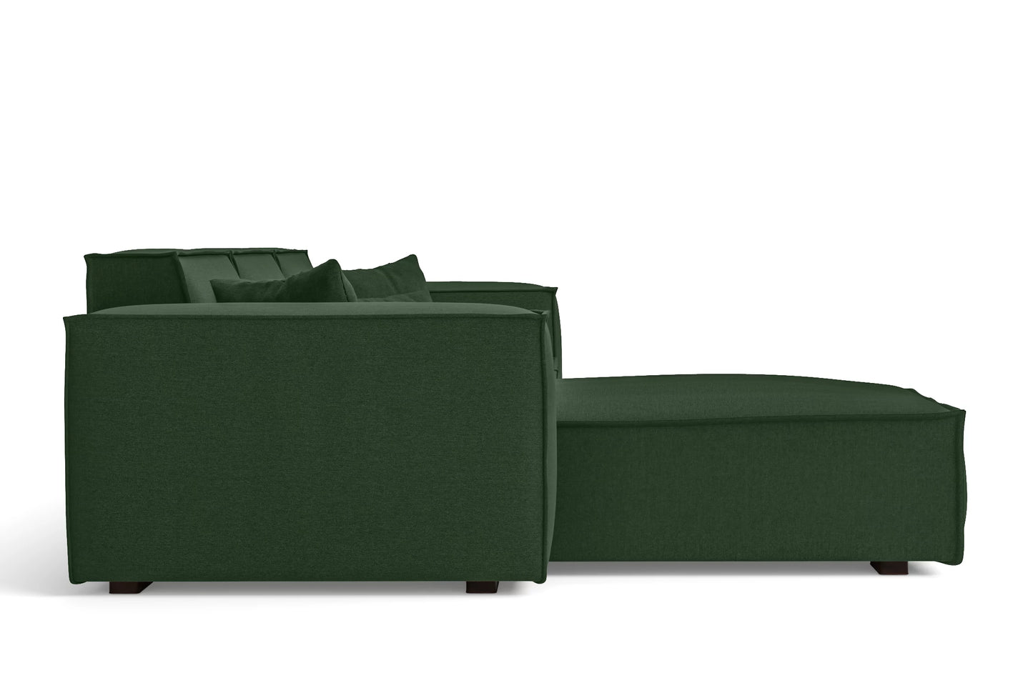 Naples 3 Seater Left Hand Facing Chaise Lounge Corner Sofa Forest Green Linen Fabric