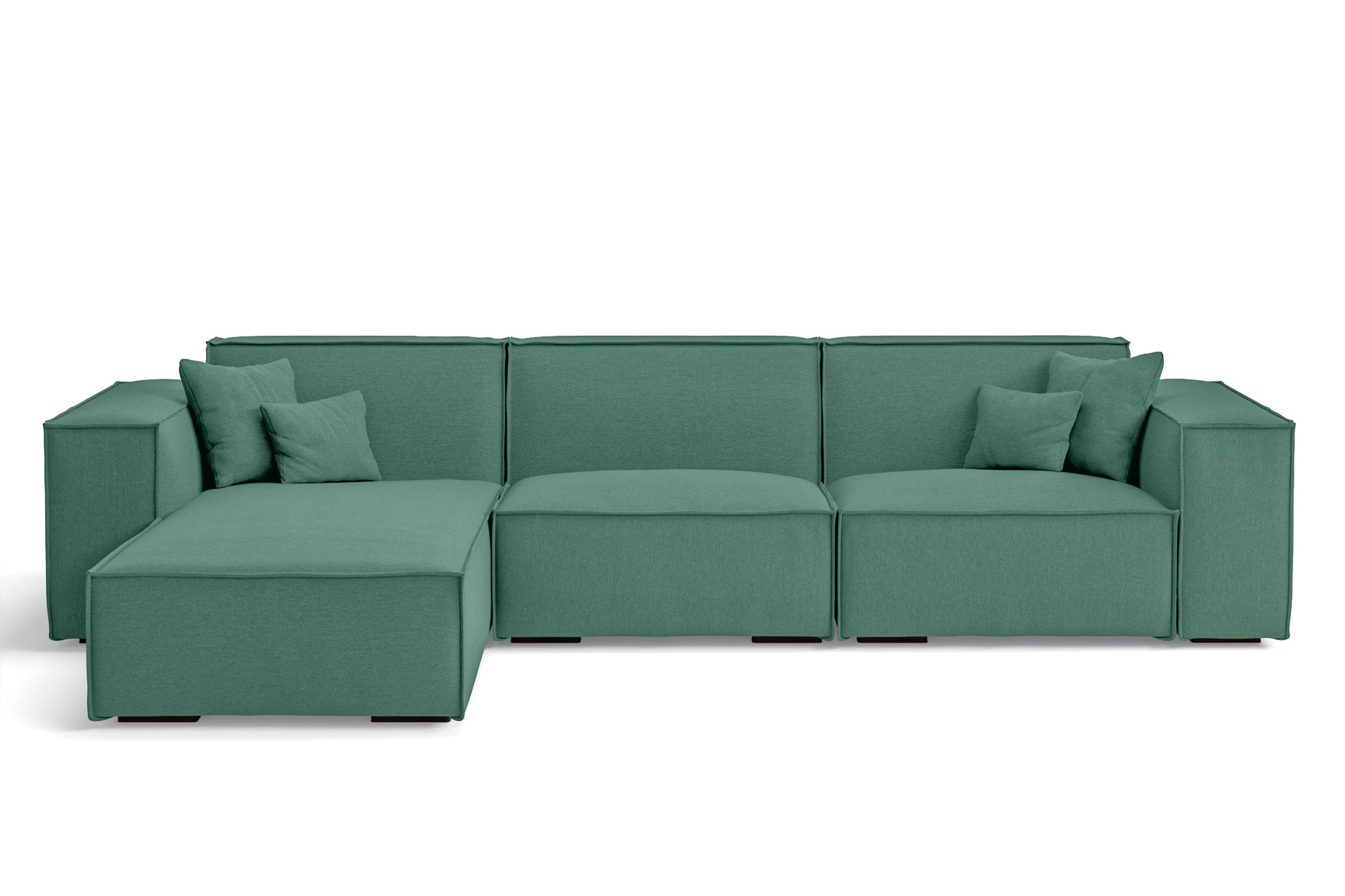 Naples 3 Seater Left Hand Facing Chaise Lounge Corner Sofa Mint Green Linen Fabric