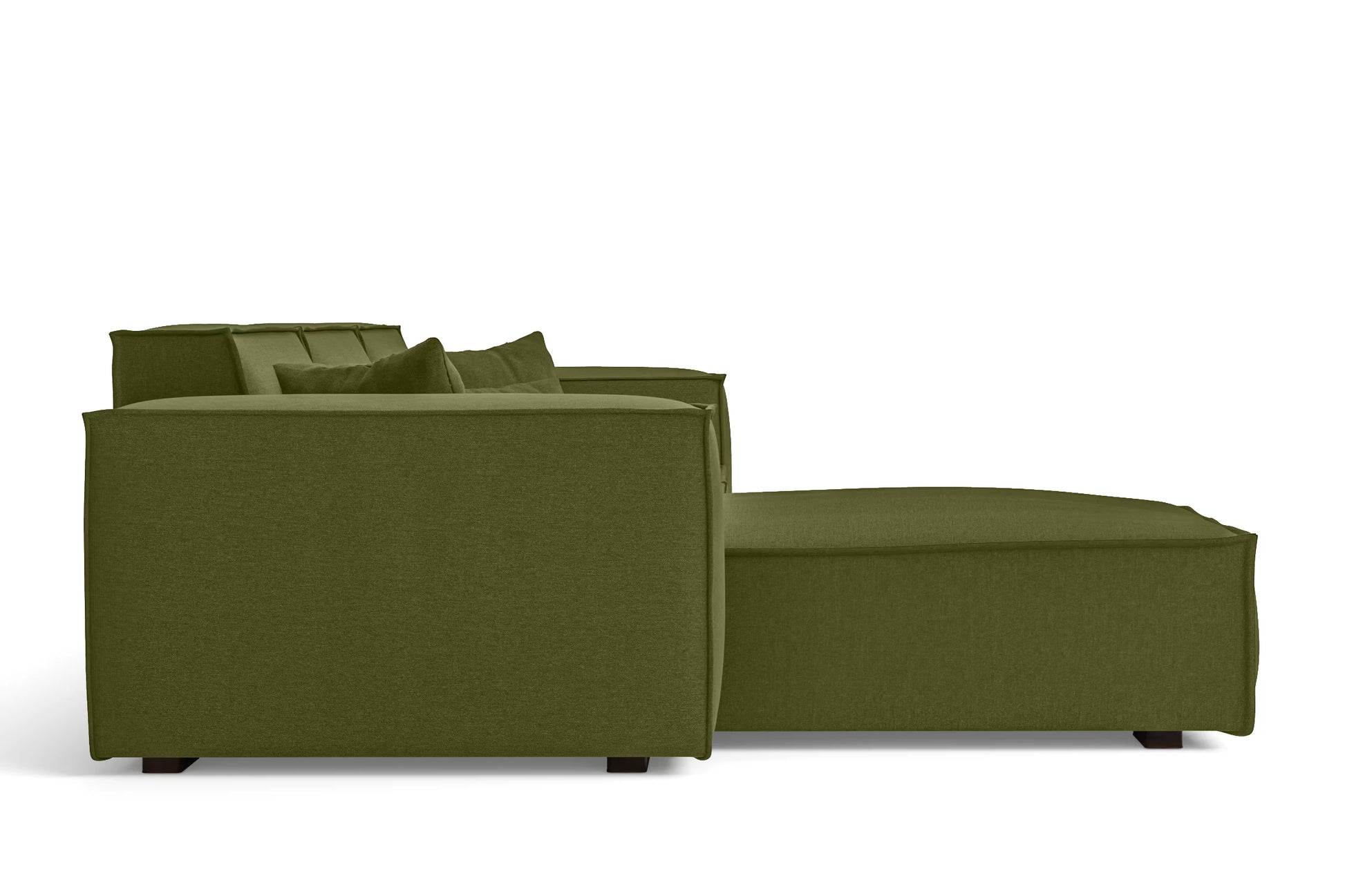 Naples 3 Seater Left Hand Facing Chaise Lounge Corner Sofa Olive Linen Fabric