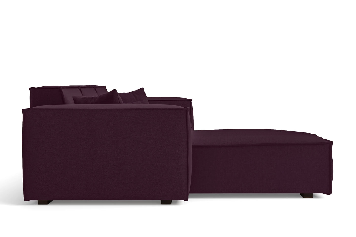 Naples 3 Seater Left Hand Facing Chaise Lounge Corner Sofa Purple Linen Fabric