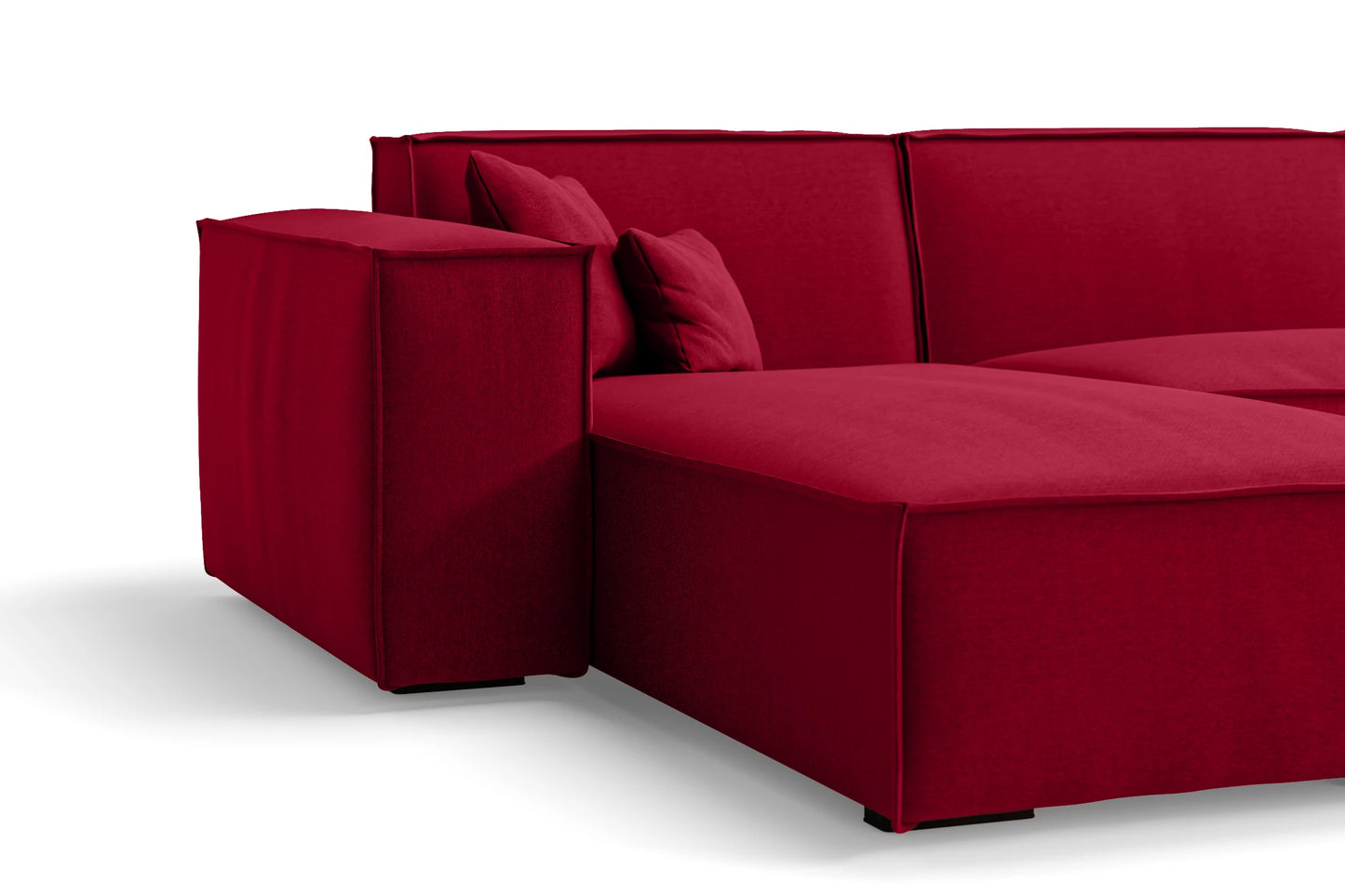 Naples 3 Seater Left Hand Facing Chaise Lounge Corner Sofa Red Linen Fabric