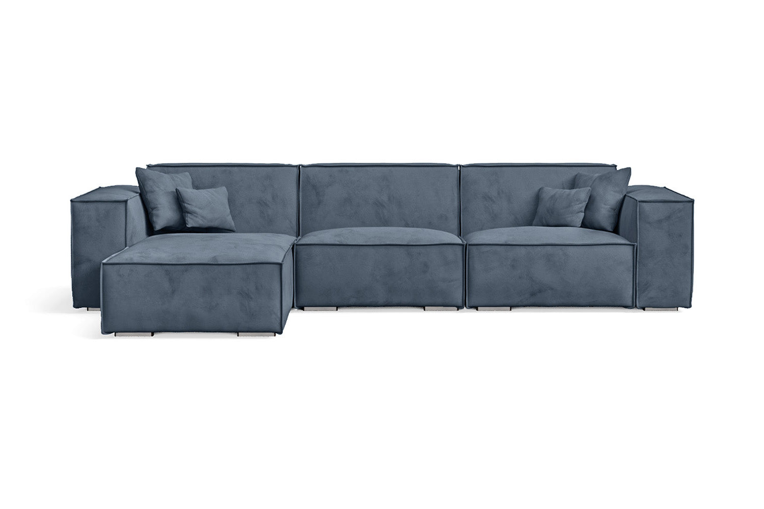 Naples 3 Seater Left Hand Facing Chaise Lounge Corner Sofa Baby Blue Velvet