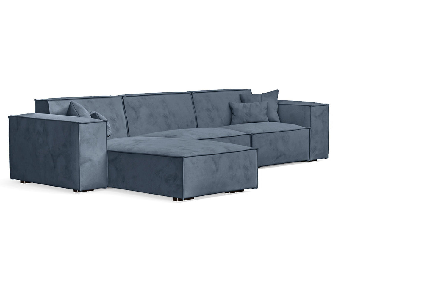 Naples 3 Seater Left Hand Facing Chaise Lounge Corner Sofa Baby Blue Velvet