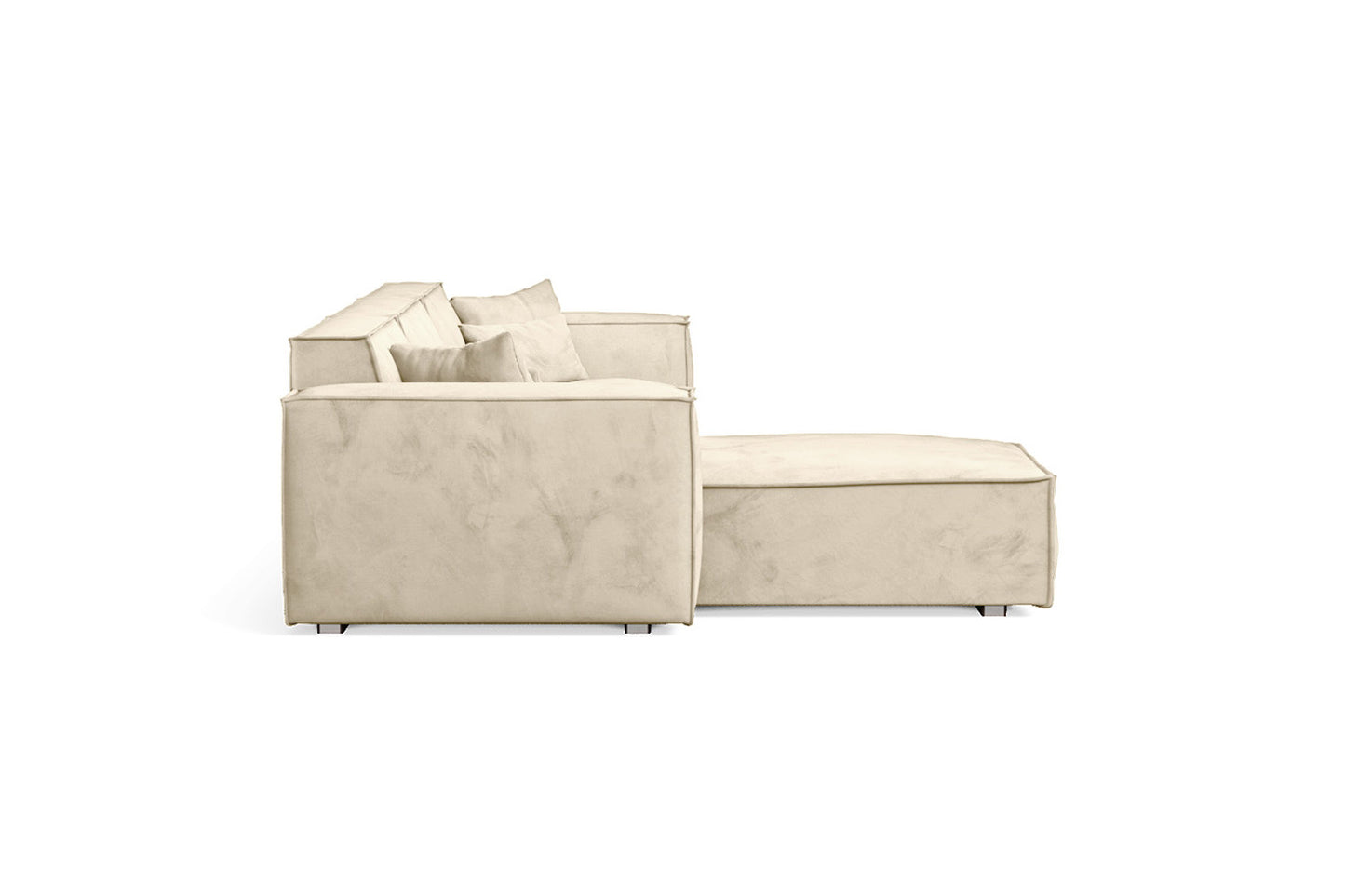 Naples 3 Seater Left Hand Facing Chaise Lounge Corner Sofa Cream Velvet