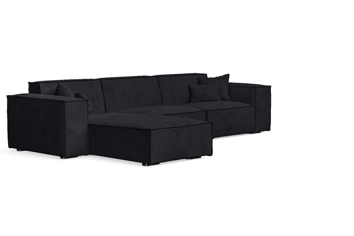 Naples 3 Seater Left Hand Facing Chaise Lounge Corner Sofa Dark Grey Velvet