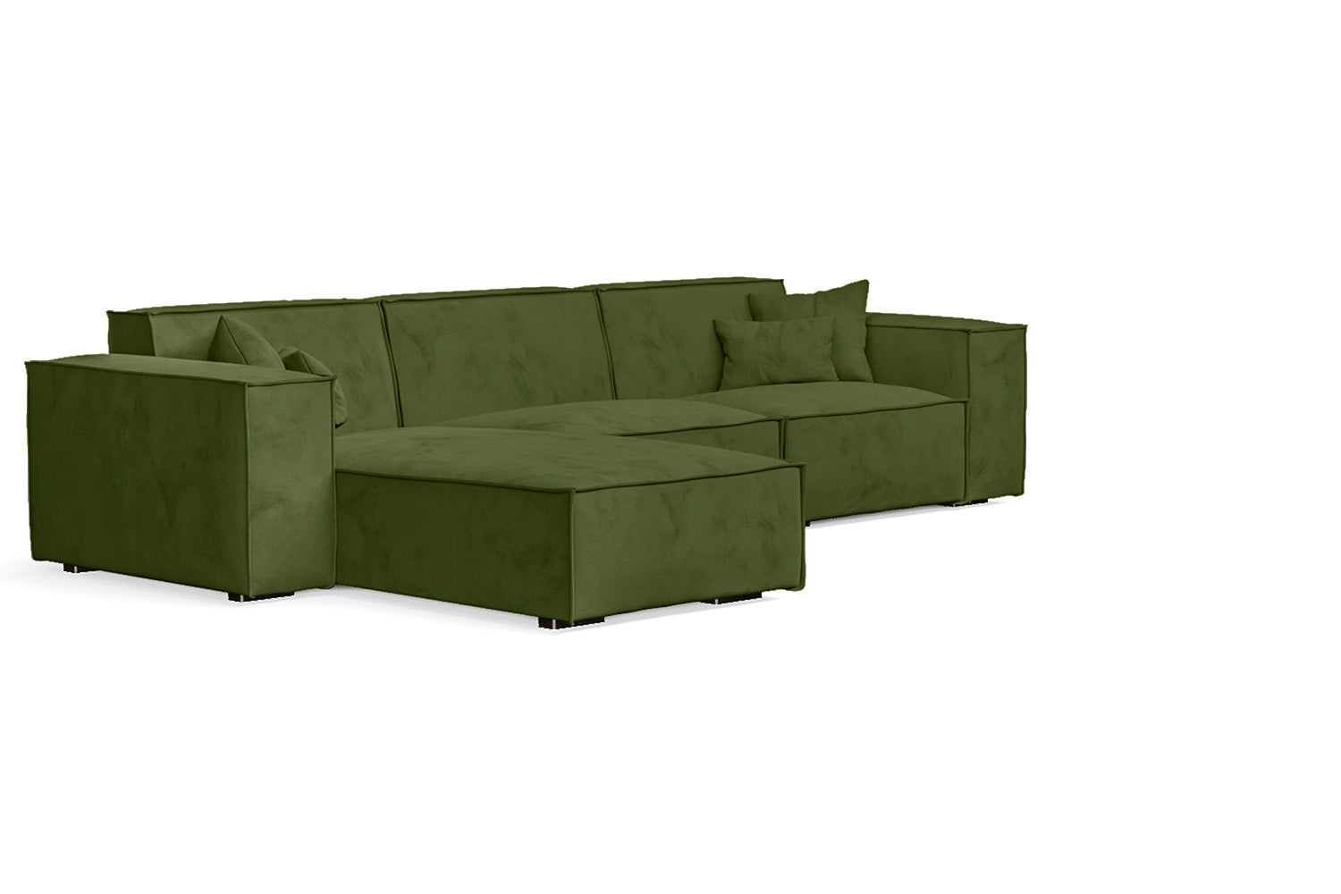 Naples 3 Seater Left Hand Facing Chaise Lounge Corner Sofa Lime Velvet