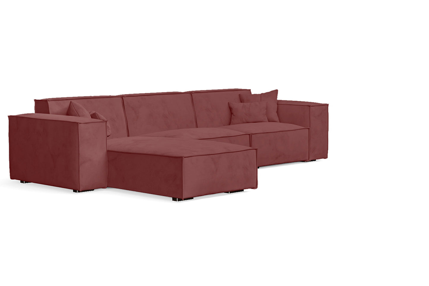 Naples 3 Seater Left Hand Facing Chaise Lounge Corner Sofa Pink Velvet