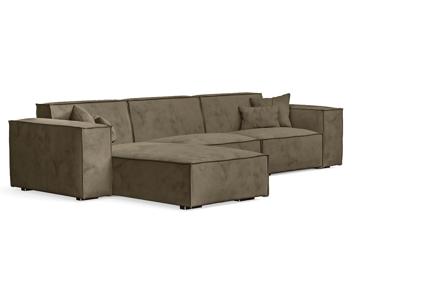 Naples 3 Seater Left Hand Facing Chaise Lounge Corner Sofa Sand Velvet