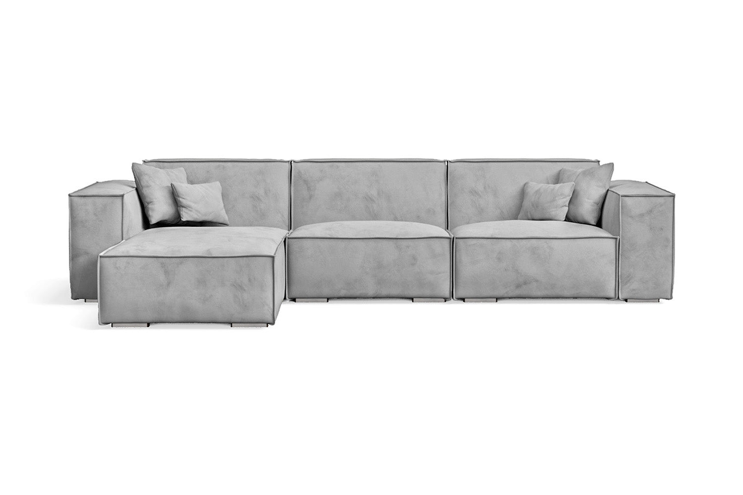 Naples 3 Seater Left Hand Facing Chaise Lounge Corner Sofa White Velvet