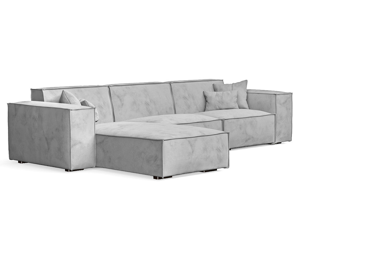 Naples 3 Seater Left Hand Facing Chaise Lounge Corner Sofa White Velvet