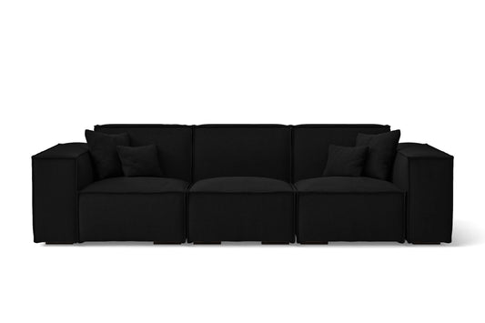 Naples 3 Seater Sofa Black Linen Fabric