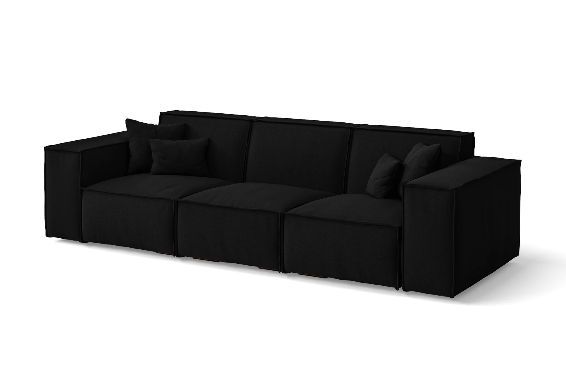 Naples 3 Seater Sofa Black Linen Fabric