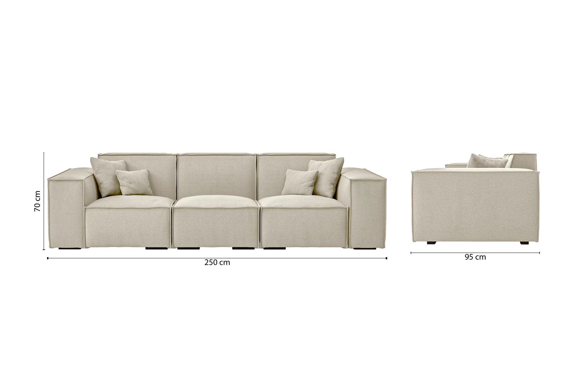 Naples 3 Seater Sofa Cream Linen Fabric