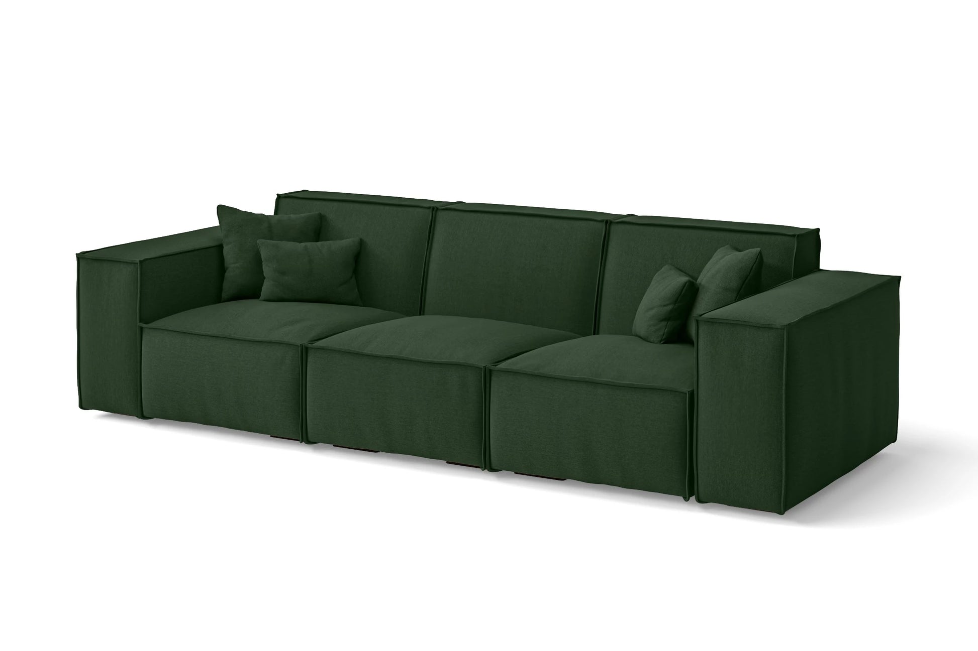 Naples 3 Seater Sofa Forest Green Linen Fabric