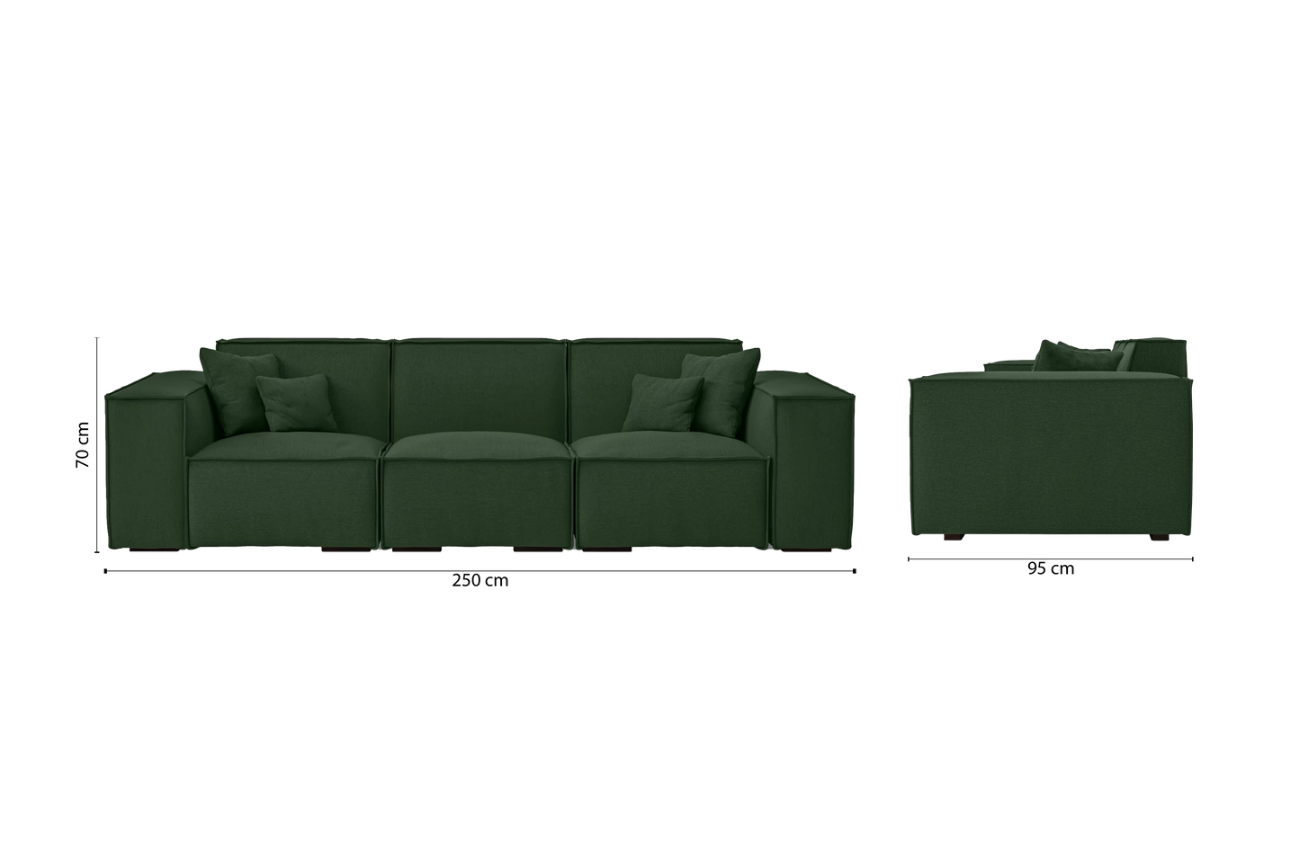 Naples 3 Seater Sofa Forest Green Linen Fabric