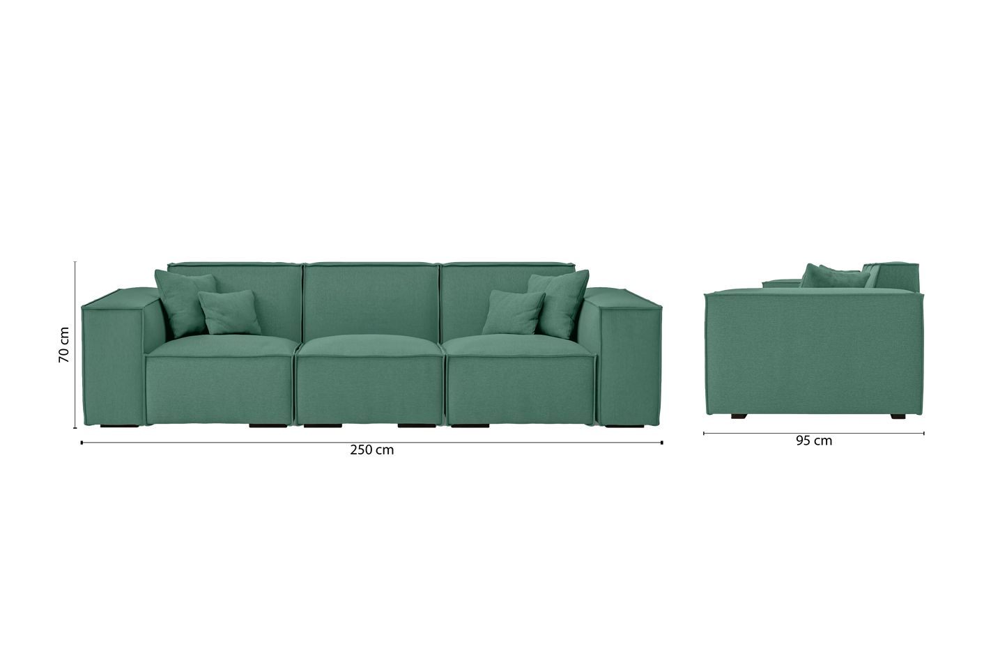 Naples 3 Seater Sofa Mint Green Linen Fabric