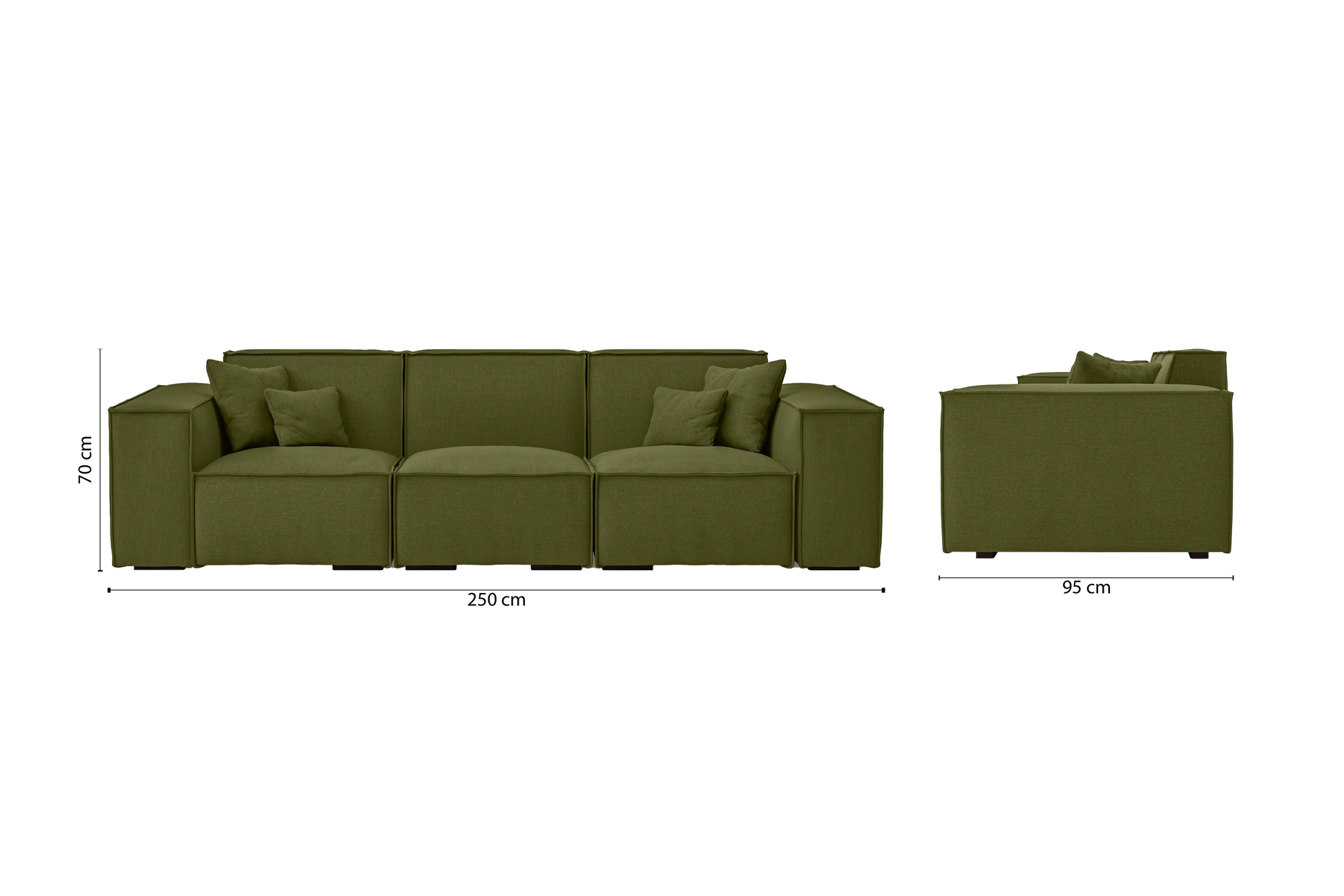 Naples 3 Seater Sofa Olive Linen Fabric