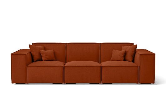 Naples 3 Seater Sofa Orange Linen Fabric