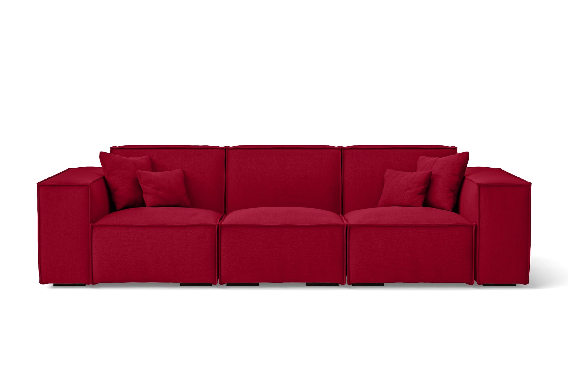 Naples 3 Seater Sofa Red Linen Fabric