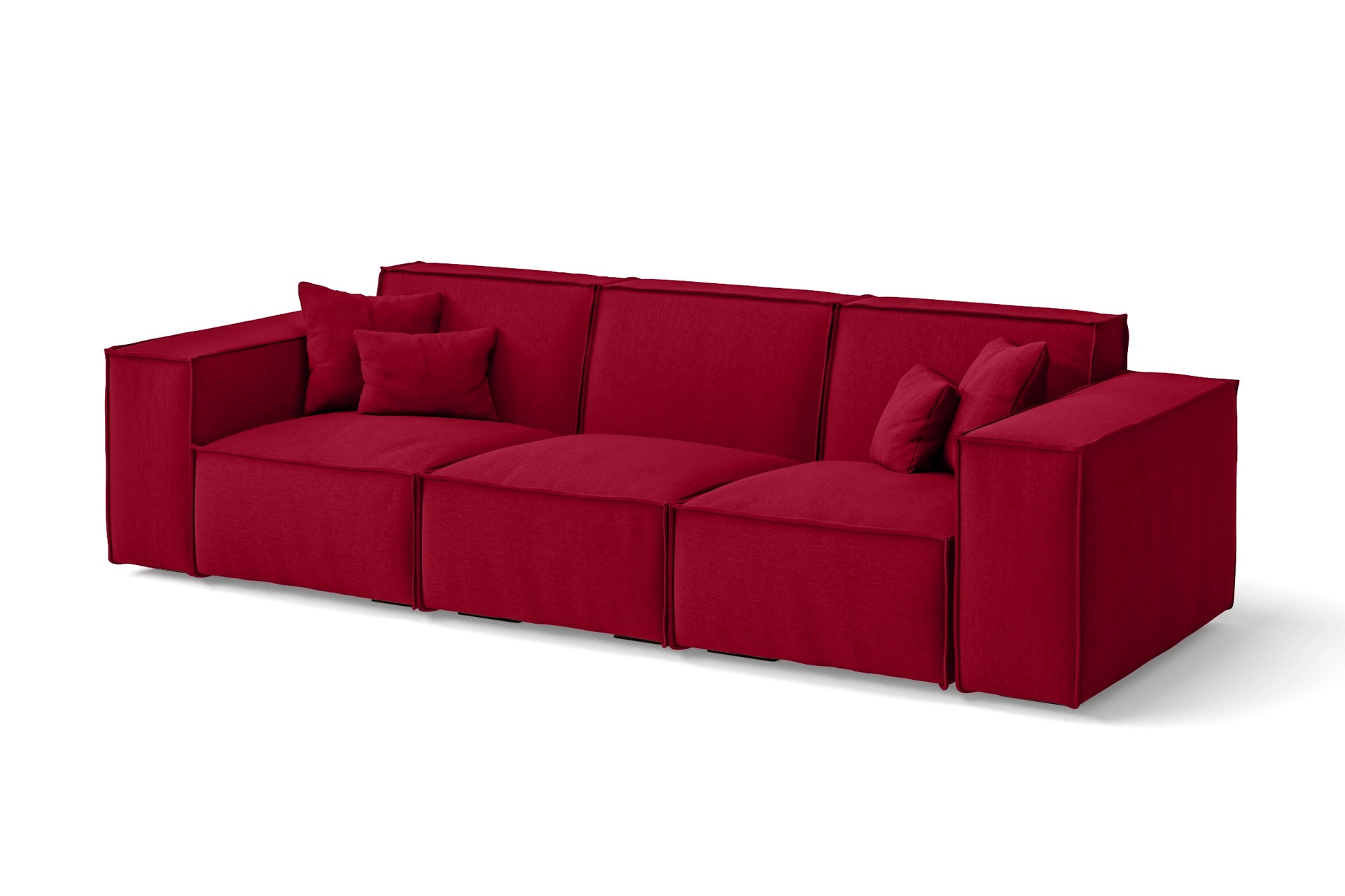 Naples 3 Seater Sofa Red Linen Fabric