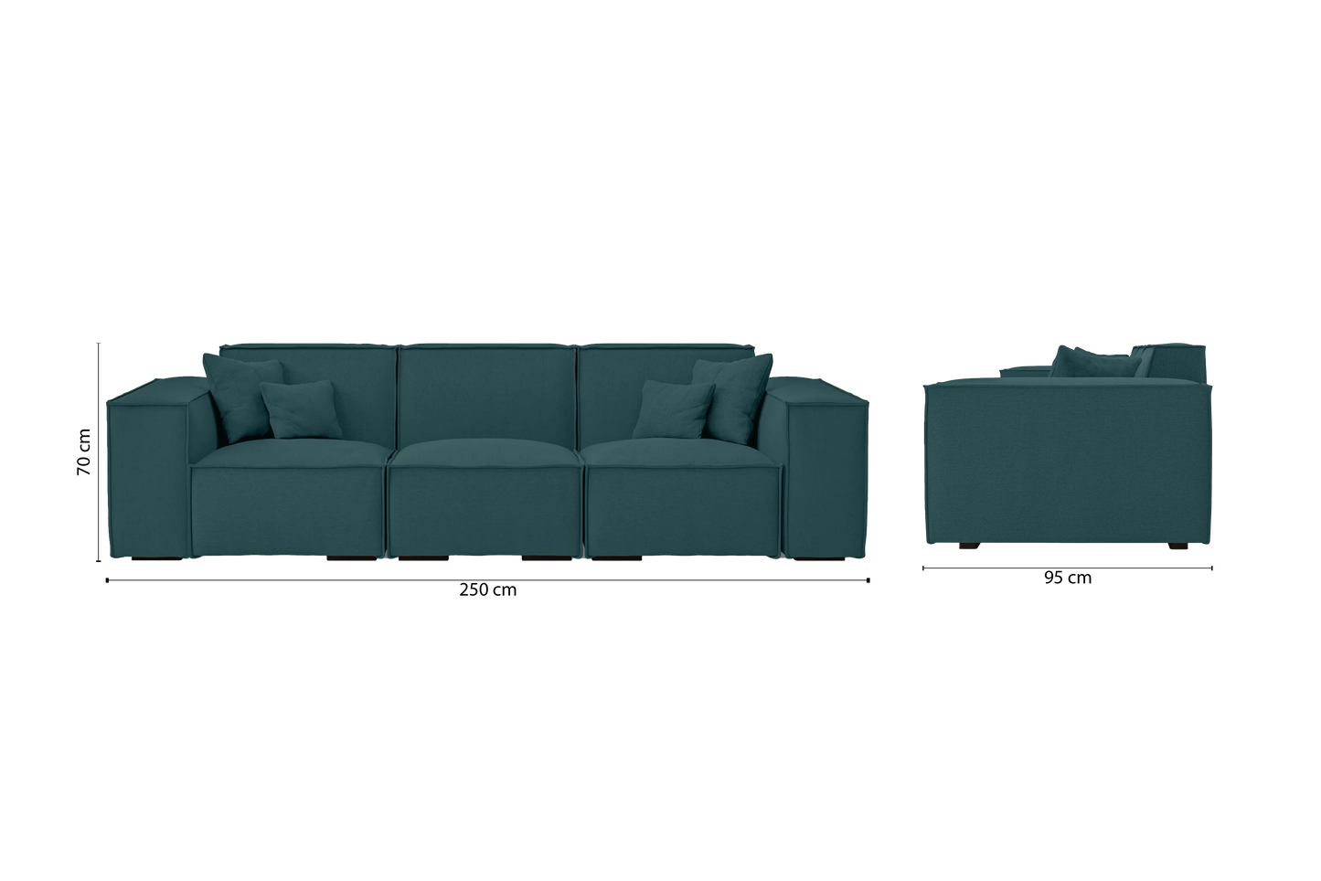 Naples 3 Seater Sofa Teal Linen Fabric