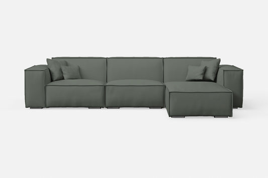 Naples 3 Seater Right Hand Facing Chaise Lounge Corner Sofa Lush Leather