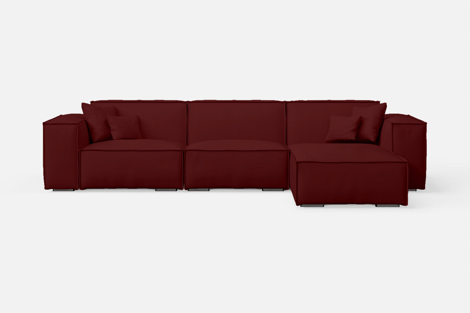 Naples 3 Seater Right Hand Facing Chaise Lounge Corner Sofa Red Leather