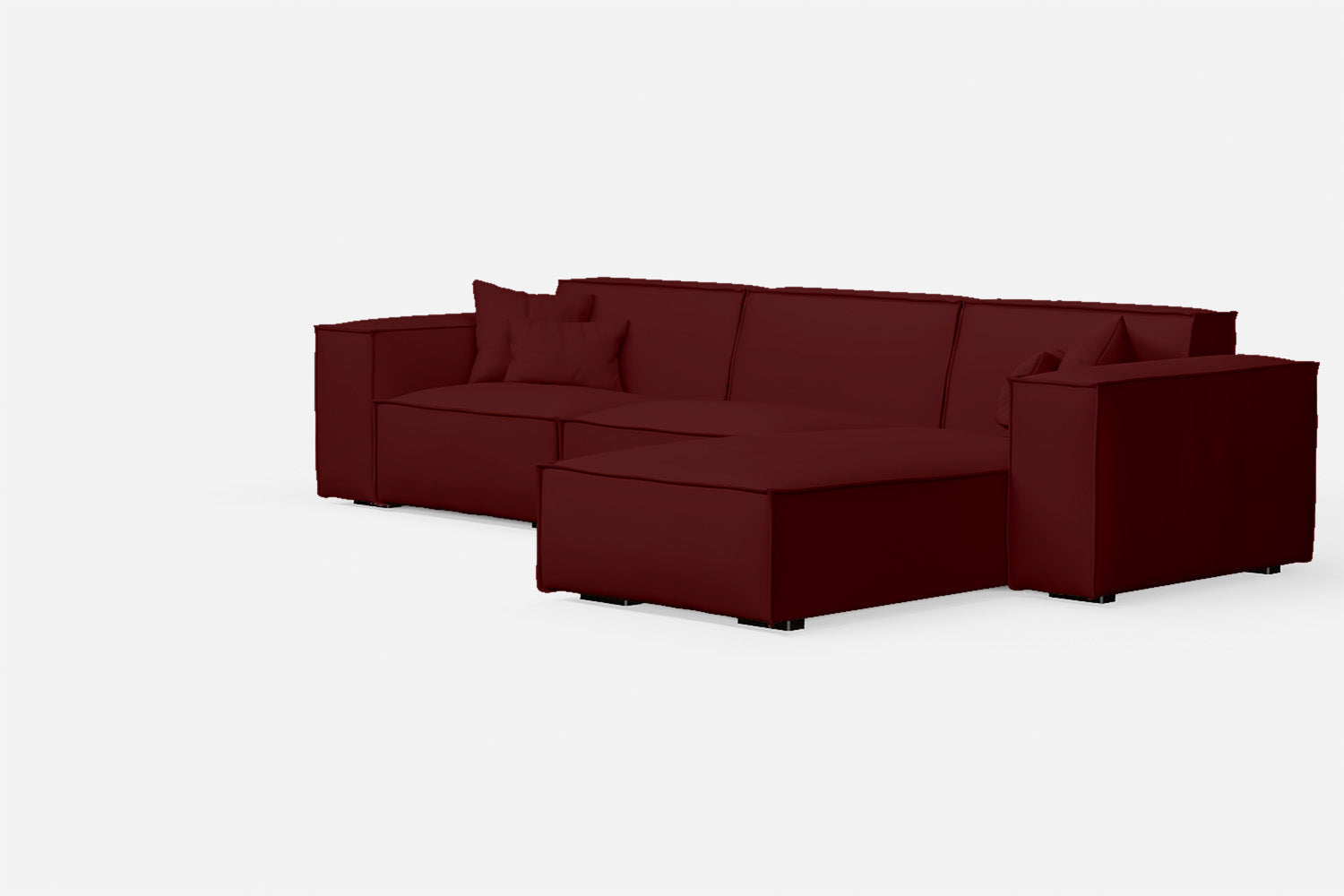 Naples 3 Seater Right Hand Facing Chaise Lounge Corner Sofa Red Leather