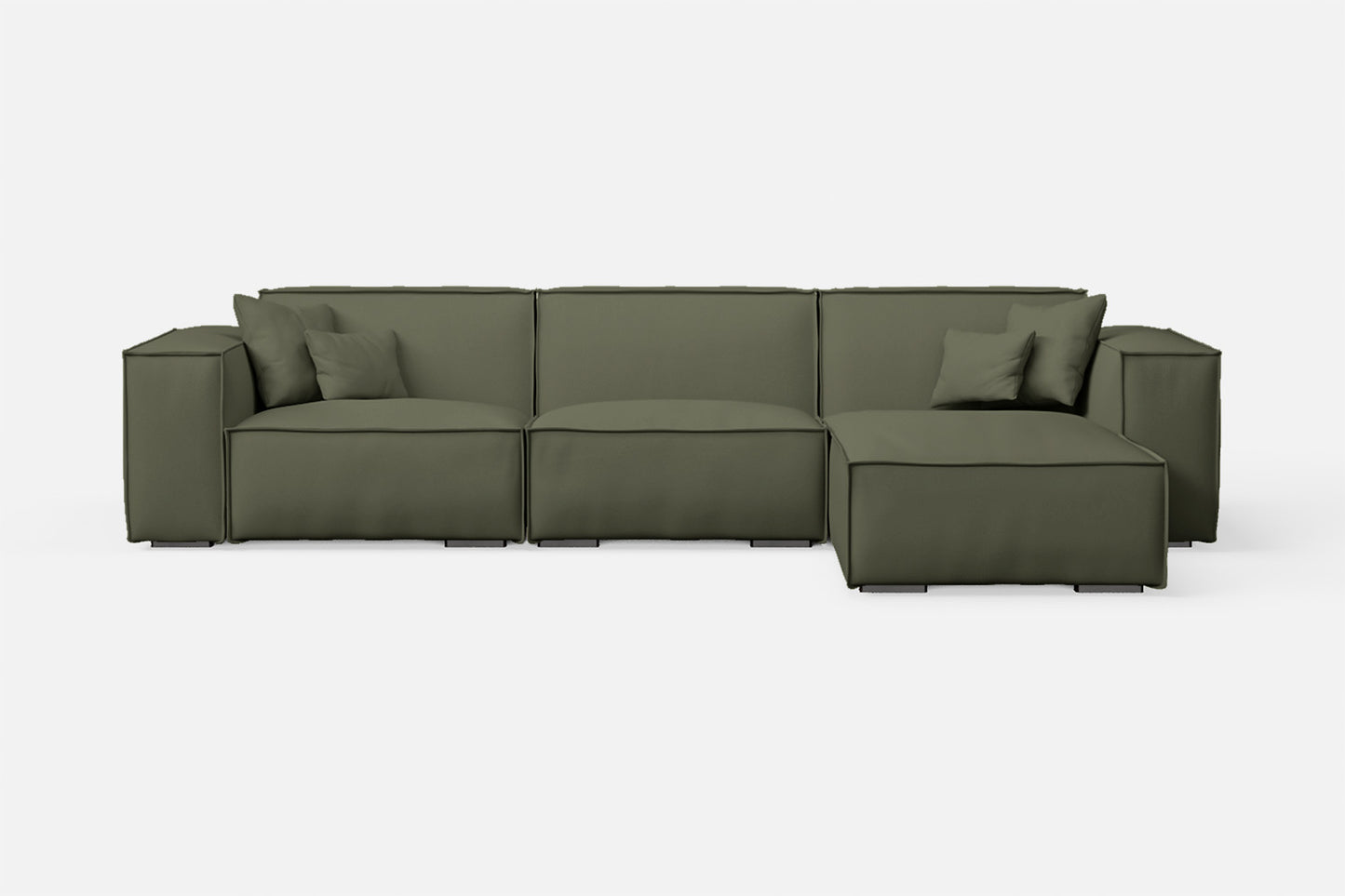 Naples 3 Seater Right Hand Facing Chaise Lounge Corner Sofa Sage Leather