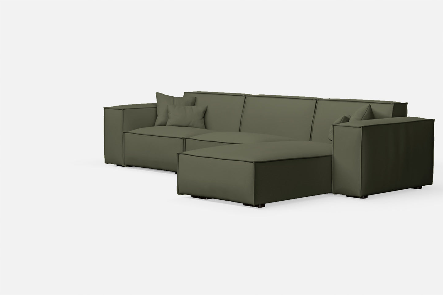 Naples 3 Seater Right Hand Facing Chaise Lounge Corner Sofa Sage Leather