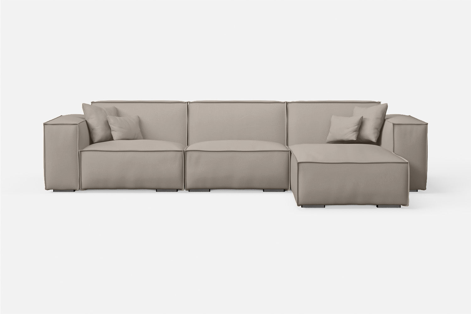 Naples 3 Seater Right Hand Facing Chaise Lounge Corner Sofa Sand Leather