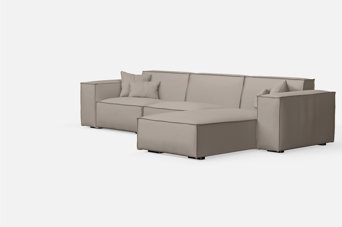 Naples 3 Seater Right Hand Facing Chaise Lounge Corner Sofa Sand Leather