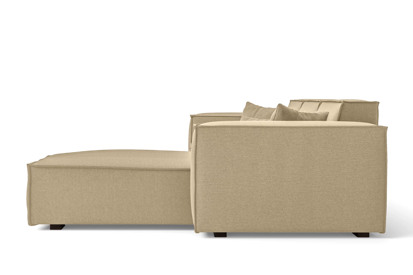 Naples 3 Seater Right Hand Facing Chaise Lounge Corner Sofa Beige Linen Fabric