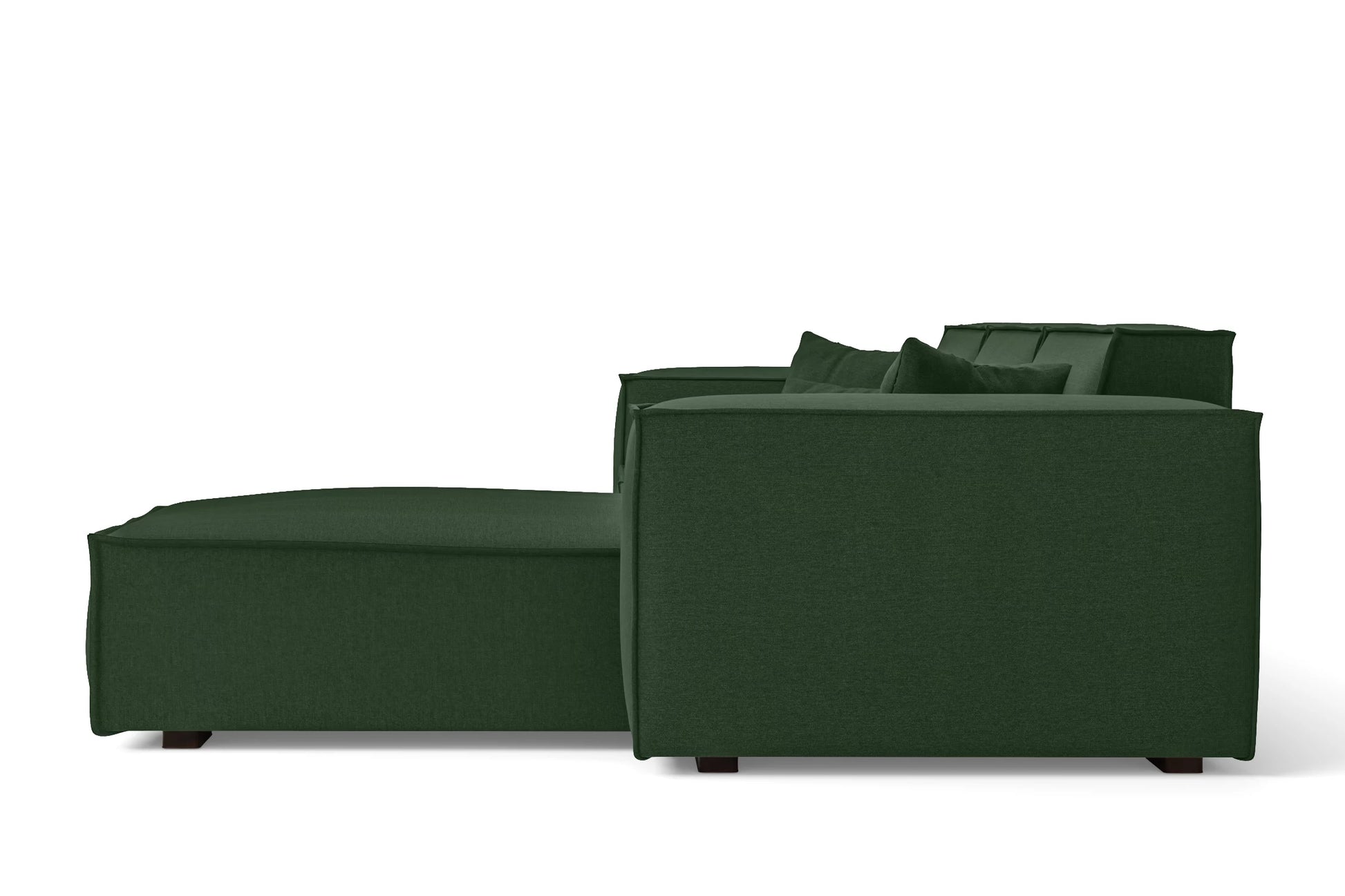 Naples 3 Seater Right Hand Facing Chaise Lounge Corner Sofa Forest Green Linen Fabric