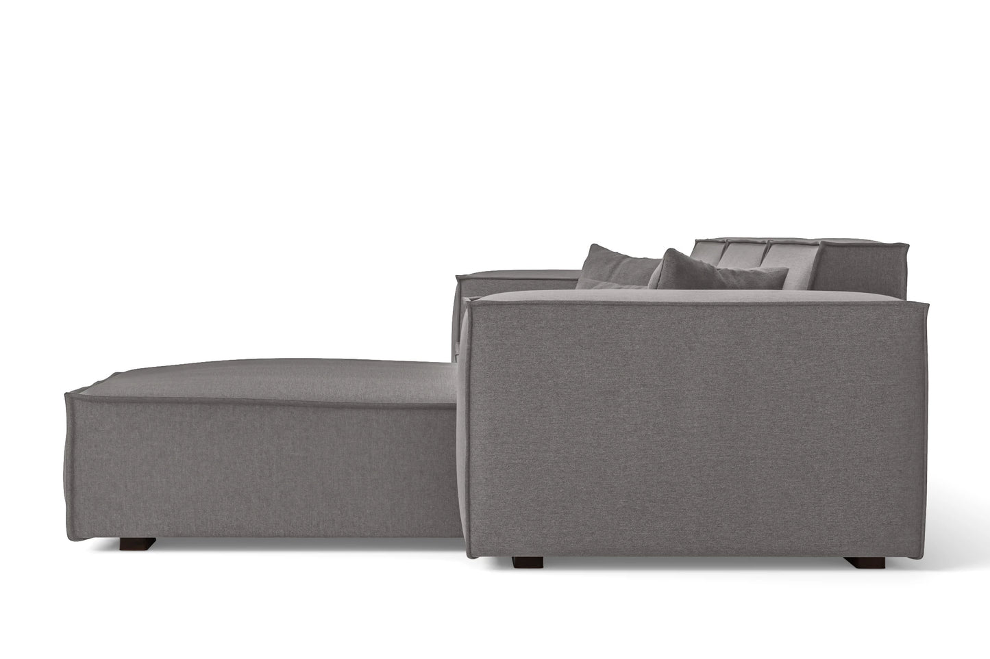 Naples 3 Seater Right Hand Facing Chaise Lounge Corner Sofa Grey Linen Fabric