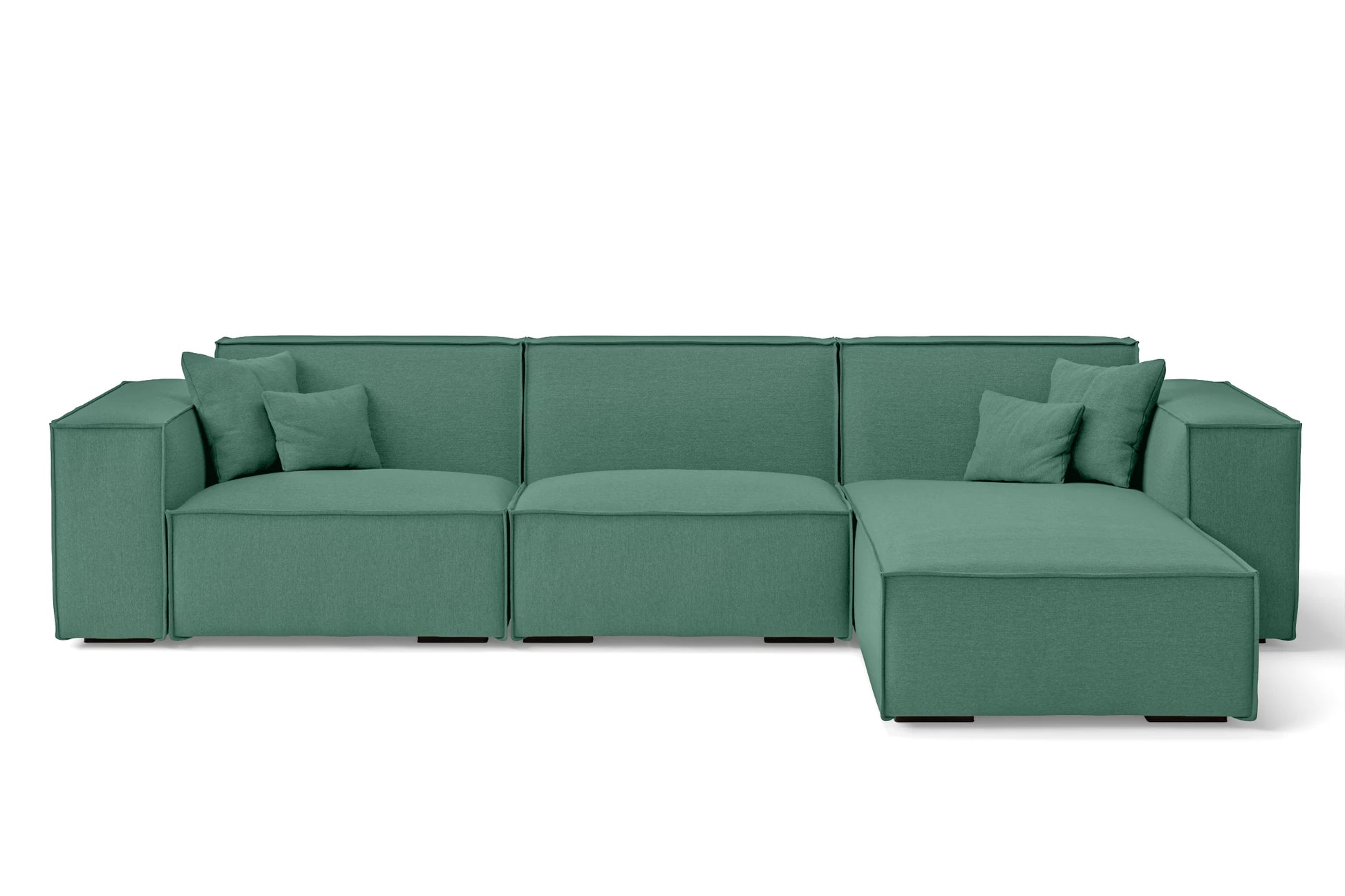 Naples 3 Seater Right Hand Facing Chaise Lounge Corner Sofa Mint Green Linen Fabric