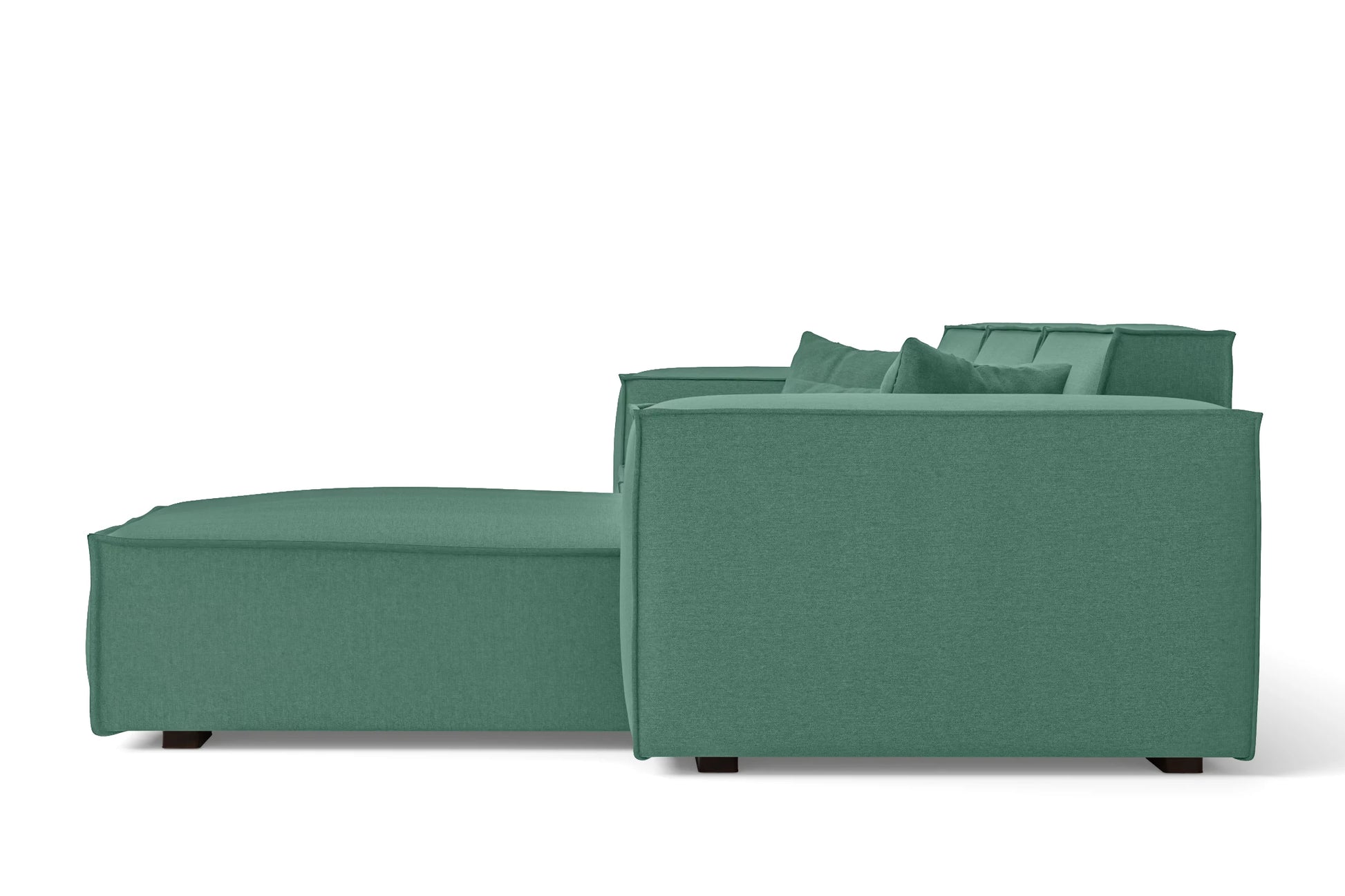 Naples 3 Seater Right Hand Facing Chaise Lounge Corner Sofa Mint Green Linen Fabric