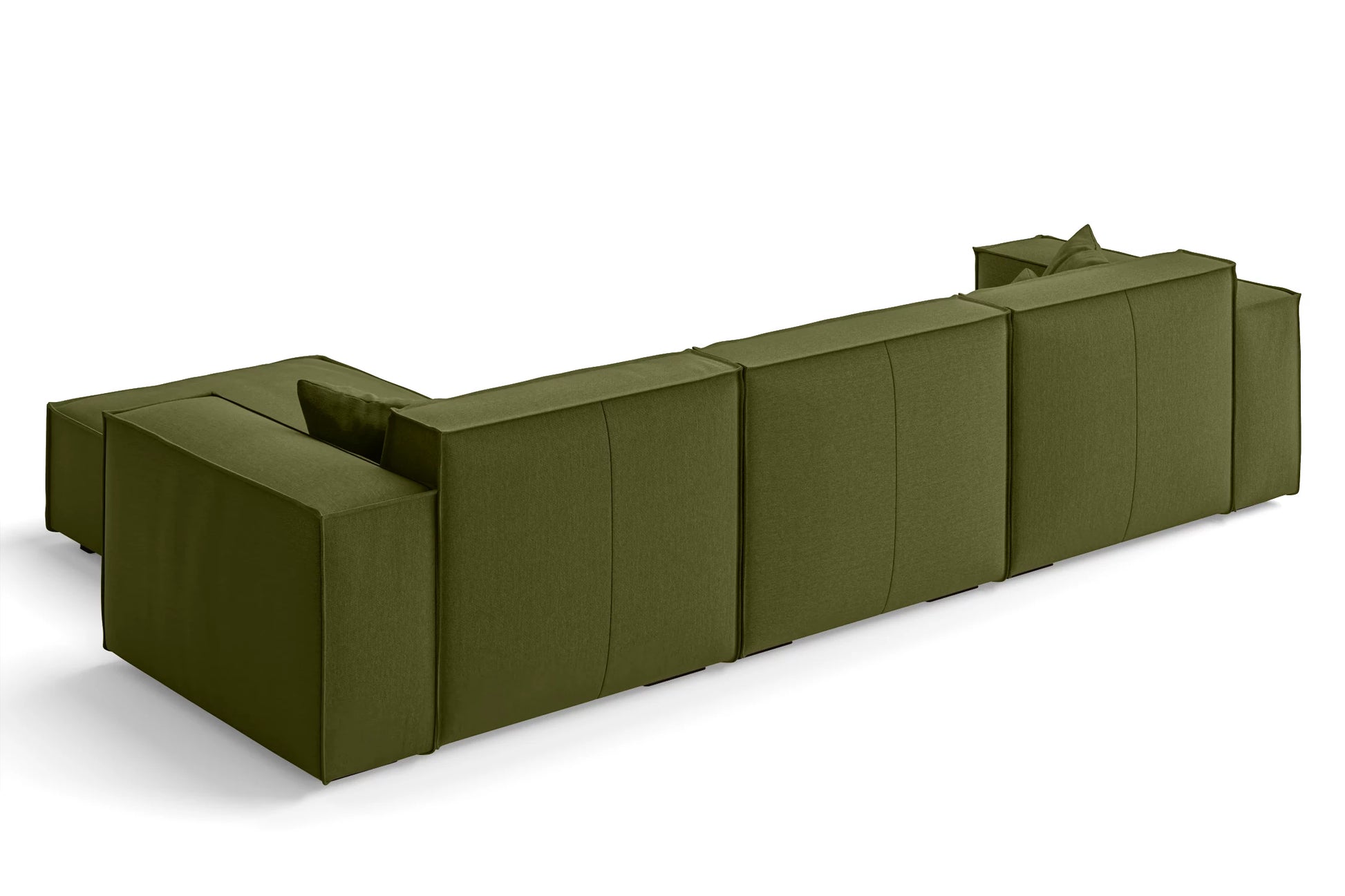 Naples 3 Seater Right Hand Facing Chaise Lounge Corner Sofa Olive Linen Fabric