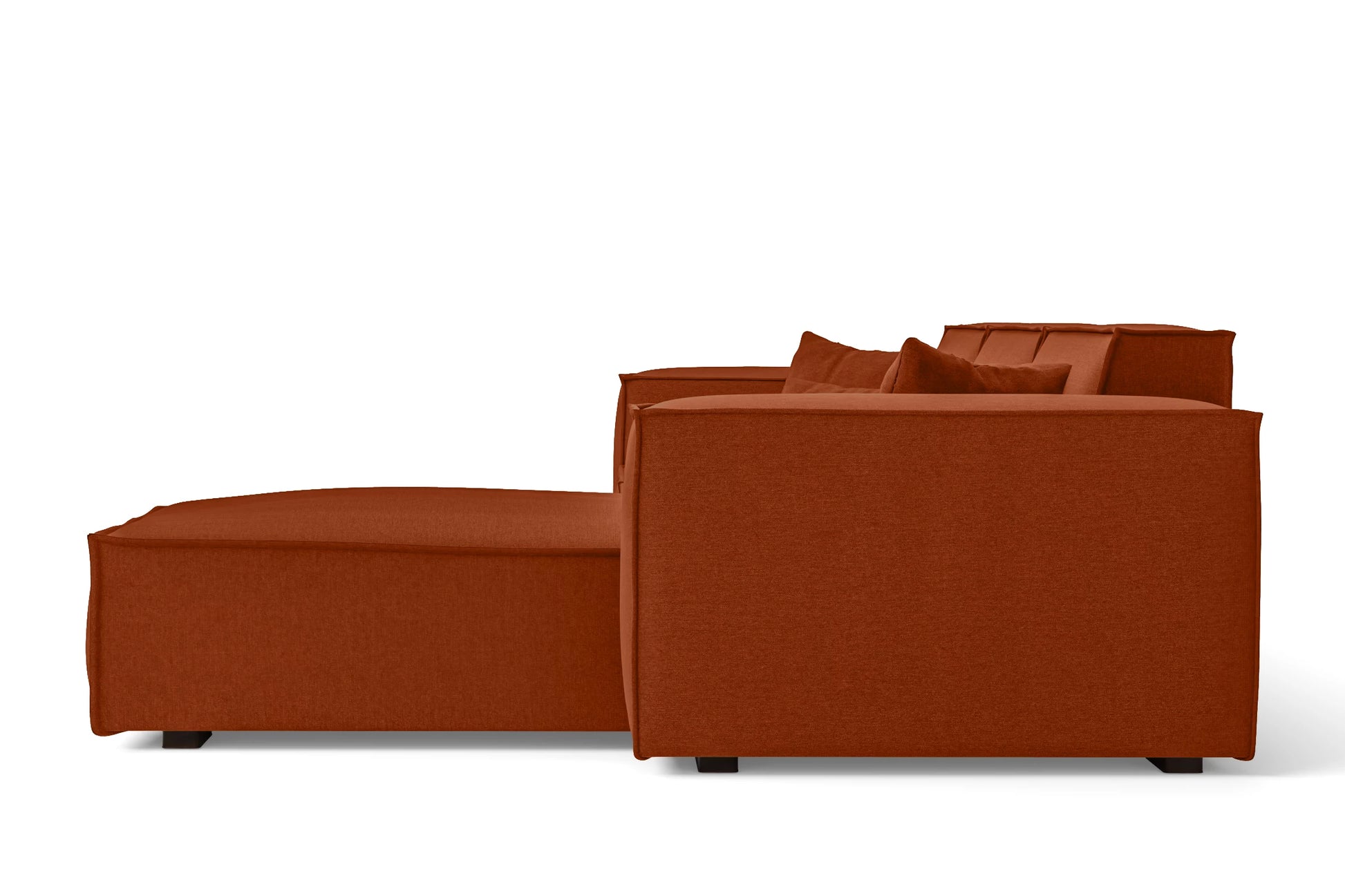 Naples 3 Seater Right Hand Facing Chaise Lounge Corner Sofa Orange Linen Fabric