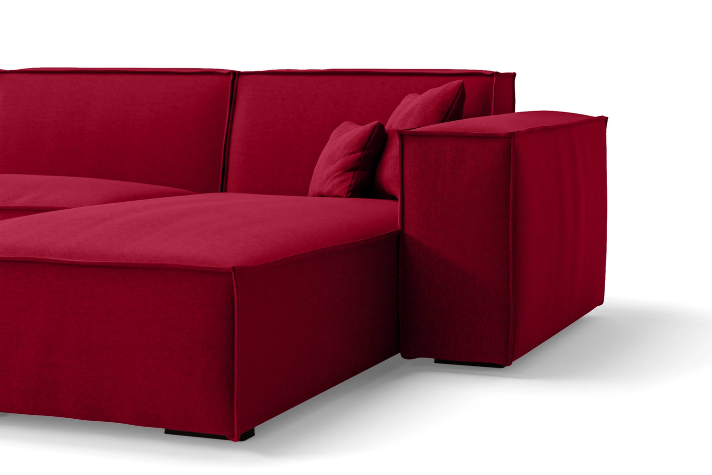 Naples 3 Seater Right Hand Facing Chaise Lounge Corner Sofa Red Linen Fabric