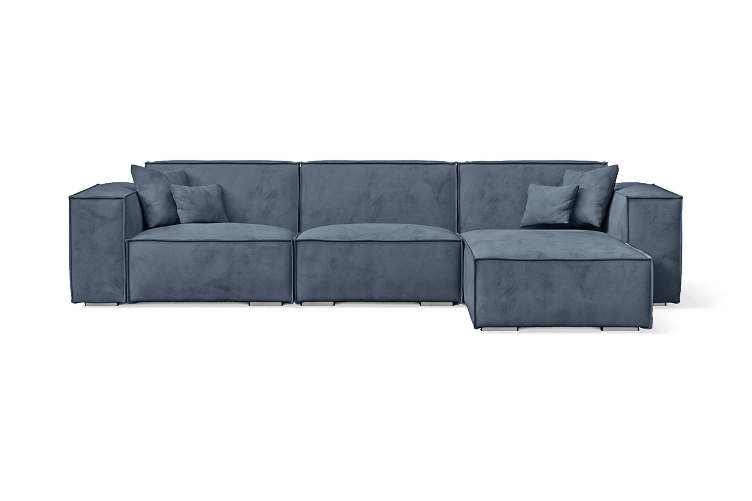 Naples 3 Seater Right Hand Facing Chaise Lounge Corner Sofa Baby Blue Velvet