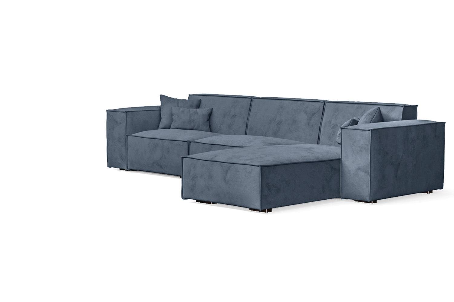 Naples 3 Seater Right Hand Facing Chaise Lounge Corner Sofa Baby Blue Velvet