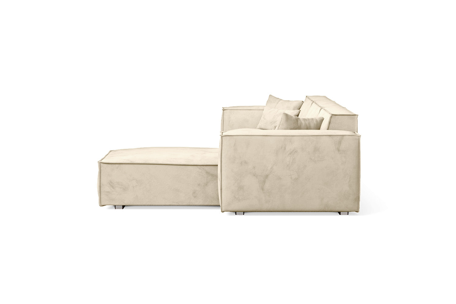 Naples 3 Seater Right Hand Facing Chaise Lounge Corner Sofa Cream Velvet