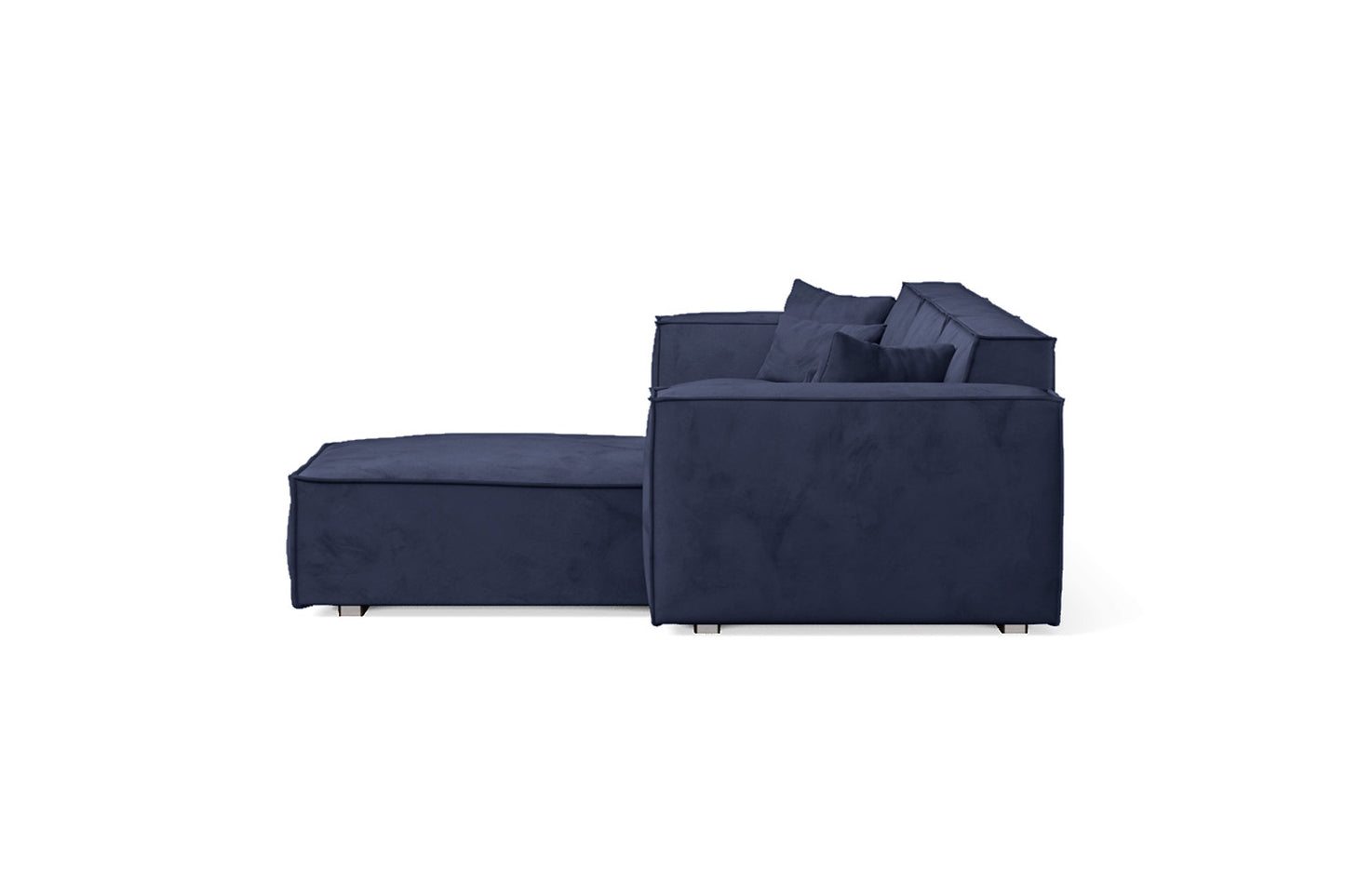 Naples 3 Seater Right Hand Facing Chaise Lounge Corner Sofa Dark Blue Velvet