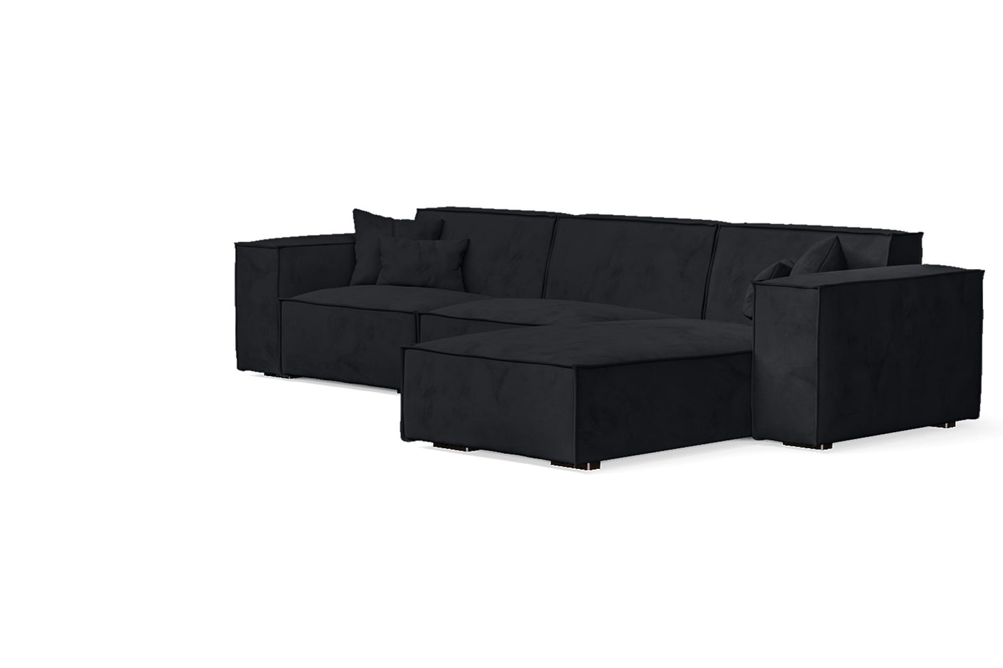 Naples 3 Seater Right Hand Facing Chaise Lounge Corner Sofa Dark Grey Velvet