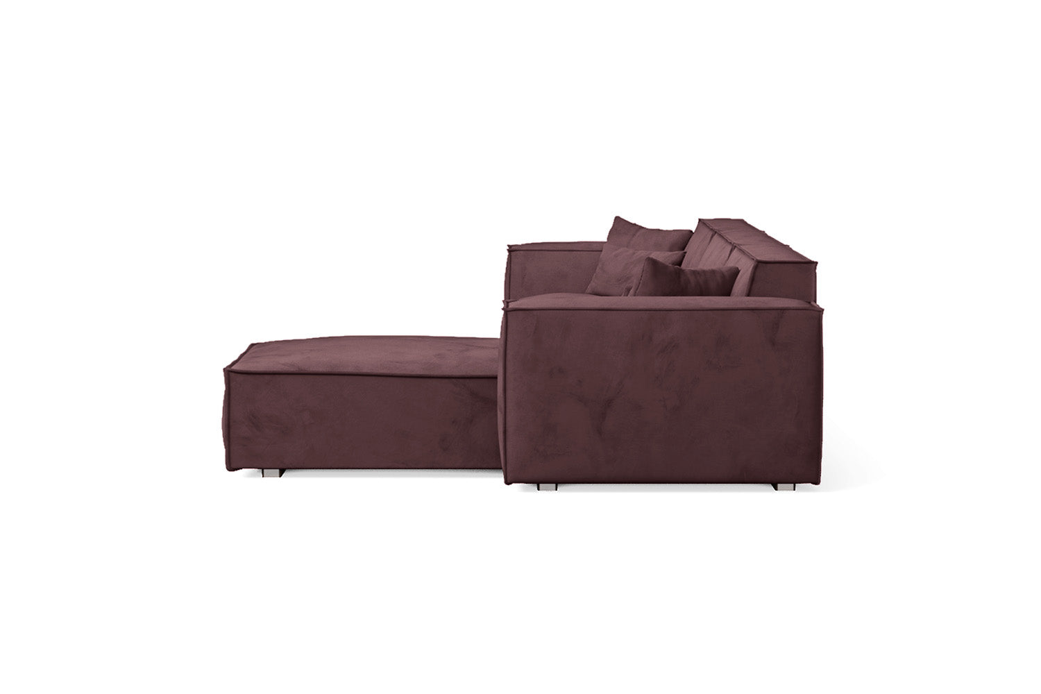 Naples 3 Seater Right Hand Facing Chaise Lounge Corner Sofa Grape Velvet