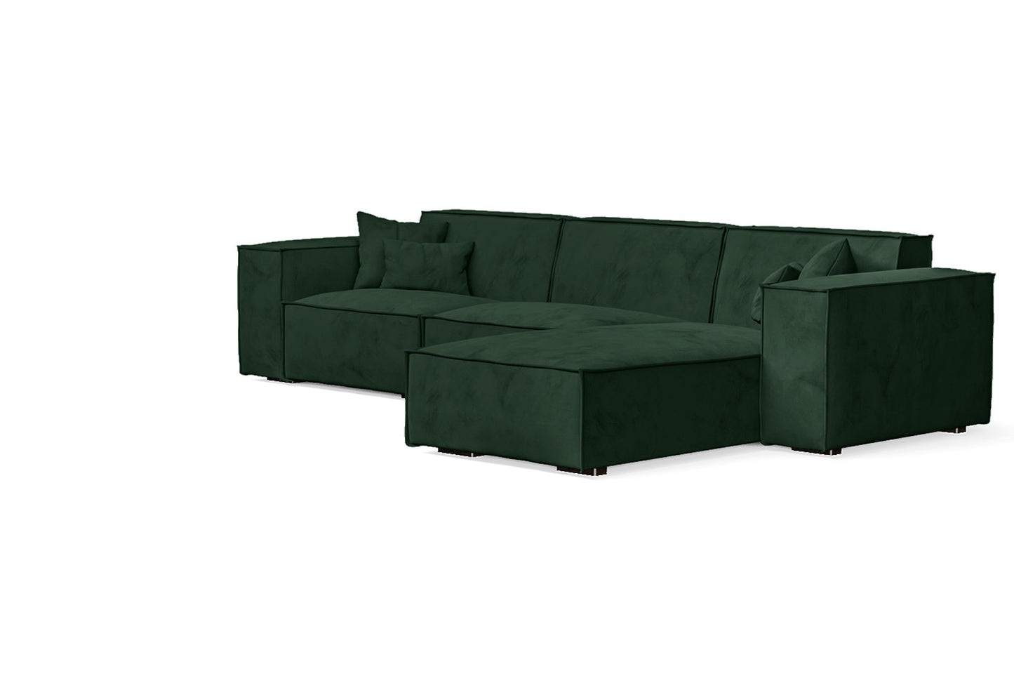 Naples 3 Seater Right Hand Facing Chaise Lounge Corner Sofa Green Velvet