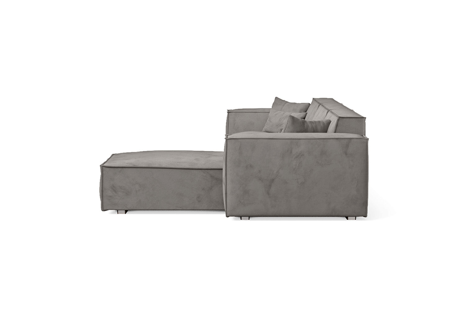 Naples 3 Seater Right Hand Facing Chaise Lounge Corner Sofa Grey Velvet