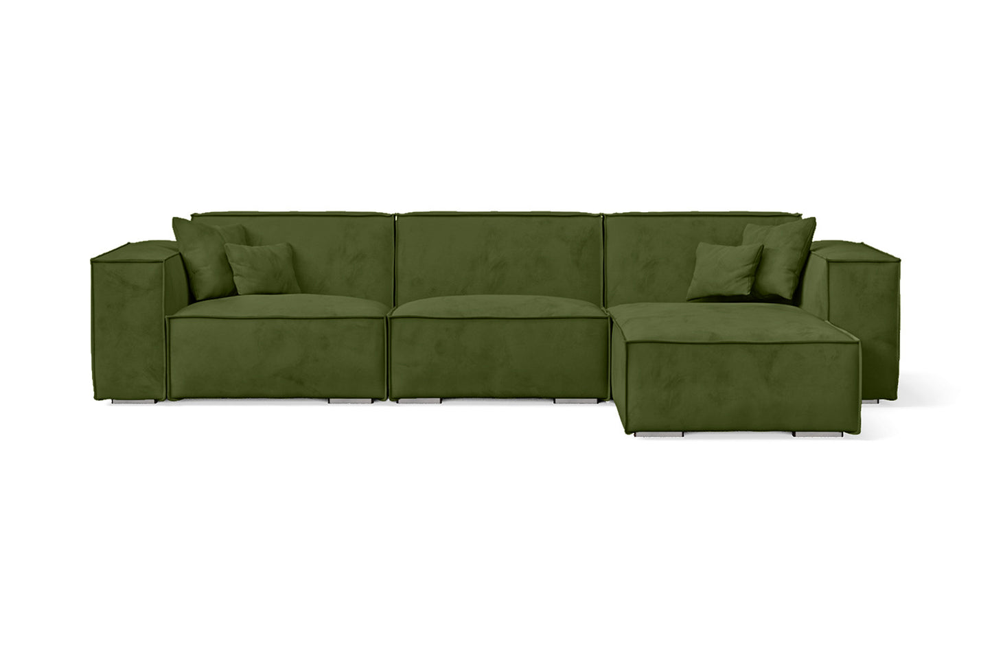 Naples 3 Seater Right Hand Facing Chaise Lounge Corner Sofa Lime Velvet